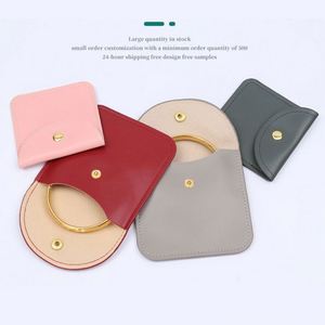 Pochette à bijoux en velours rose de qualité supérieure personnalisable avec boucle dorée, pochette cadeau pour collier, sacs promotionnels de qualité pour bijoux - Product Image 2