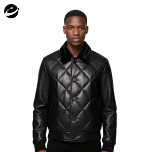 XUCHANG Veste en cuir matelassée personnalisée de haute qualité originale avec fermeture éclair pour veste en cuir pour homme - Product Image 1