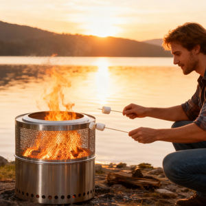 أفضل سعر لمجموعة ملحقات موقد النار للتخييم في الهواء الطلق من الفولاذ المقاوم للصدأ قابلة للتخصيص، حوض بدون دخان - Product Image 6