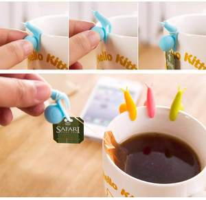 Sac <span class=keywords><strong>à</strong></span> thé en Silicone en forme d'escargot, mignon, porte-tasse, tasse, couleurs de bonbons, coffret cadeau, 10 pièces - Product Image 2