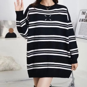 <strong>Black</strong> White Relaxed Atmosphere Crew Neck <strong>Crocheted</strong> Breathable Eco-friendly Stretchable Autumn Women's Wide Sleeve <strong>Cardigan</strong> - Product Image 1