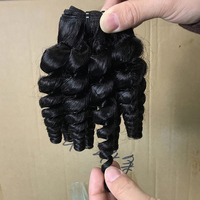 Mèches de Cheveux Humains Bouncy Funmi Double Drawn 12A, Tissage d'Extensions de Cheveux Vierges Brutes Effet Baby Curl
