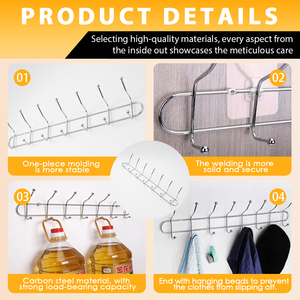 Crochets décoratifs en métal à 6 patères pour porte ou mur, vente en gros à prix réduit - Product Image 6