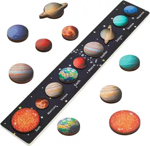 Solar System Puzzle for Kids 3-6 Brinquedos espaciais de madeira para crianças Planetas para crianças Pré-escolar Atividades de aprendizagem Presente para meninos Meninas