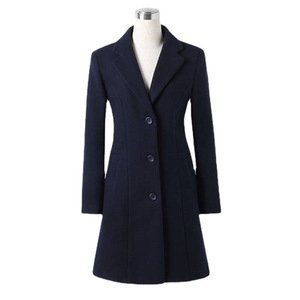 Navy Blue Wool Coat Unisex Thickened Winter Workwear Trench Coat Solid Color Polyester Fiber Adult Size - Product Image 5