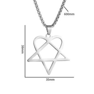 Collana con Cuore e Stella Heartagram per Uomo, Gioielli <span class=keywords><strong>Hip</strong></span> <span class=keywords><strong>Hop</strong></span> Rock in Acciaio Inossidabile - Product Image 3