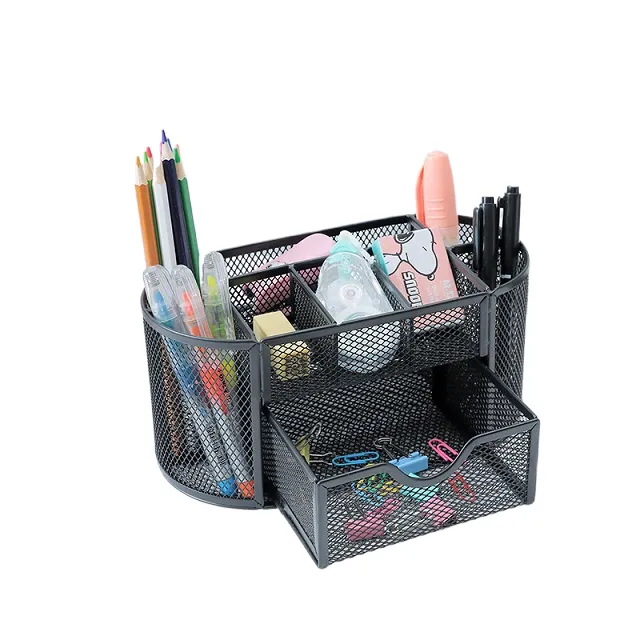 Good Price Pink Office Desk Supplies And Accessories Organizer Cute Wire Pen Organizer And Pencil Holder Desktop Organization
