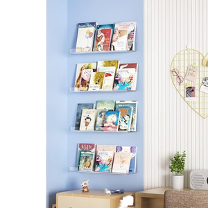Clear Acrylic <strong>Shelves</strong> 12inches Length for <strong>Wall</strong> Storage Lucite Floating <strong>Wall</strong> <strong>Mounted</strong> <strong>Shelf</strong> Kids Bookshelf - Product Image 6