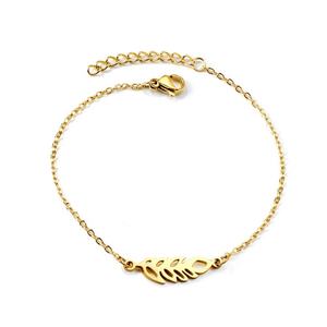 Latest Design Jewelry Leaf Shape Waterproof <b>Bracelet</b> Gold Plated Stainless Steel Bangles <b>Charm</b> <b>Bracelet</b> for <b>Men</b> Femme - Product Image 1