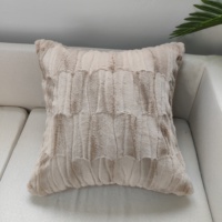 Housse de coussin décorative carrée en fausse fourrure de lapin texturée 3D, écologique, amovible, lavable, personnalisable, luxueuse, douce et moelleuse