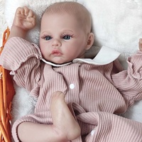Poupée Reborn Fille R&B de 18 Pouces, Réaliste, Mignonne, Yeux Bleus Ouverts, avec de Longues Cils