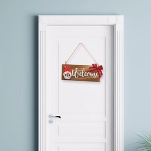 Panneau de bienvenue en bois avec gnome et nœud, décoration murale de Noël, forme rectangulaire, taille personnalisable - Product Image 4