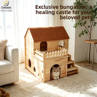 Condo pour petits animaux en bois massif, maison à plusieurs niveaux pour animaux de compagnie, meubles pour chats et lapins avec griffoir