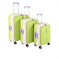 Ensemble de bagages Bubule 3 pièces en PP, ouverture frontale, imperméable, résistant aux rayures, avec compartiment pour ordinateur portable, valise à roulettes