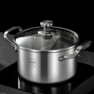 New Top Selling Double Handle Stainless Steel Cookware Cooking Saucepan Stock Soup Pot