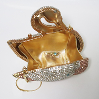 Tas Pesta Pernikahan Mewah Berbentuk Angsa dengan Kristal Rhinestone untuk Wanita, Dompet Pengantin Desain Clutch