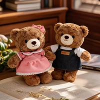 En gros, Ours en peluche moelleux et décoré, avec tenue de chef (salopette et jupe), pour enfant, compagnon et cadeau de fêtes