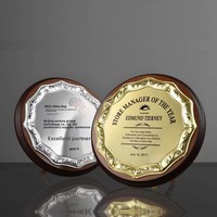 Plaque d'honneur personnalisable en métal et bois, plaquée or, avec impression feuille d'or pour récompense d'employé exceptionnel
