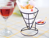Présentoir de Snacks en forme de cône de Buffet, paniers à frites, présentoir de poulet frit en forme de cône, support pour frites et aliments, en métal-