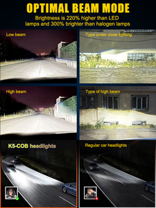 Ampoules de phares LED GICOO K5 80W, sans erreur, Canbus intégré, H11 9005 9006 10000LM, phares de voiture LED haute puissance - Product Image 6