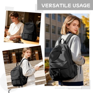 <strong>Black</strong> Unisex Fashion Waterproof Polyester Lightweight School Travel Laptop <strong>Backpack</strong> for Teens &amp; Adults-Daily Use Casual Bookbag - Product Image 5