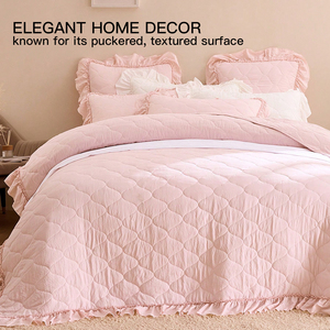 שמיכת מיקרופייבר ורודה, מוכנה לשימוש, עם גימור גלי, תפירת יהלומים, רכה במיוחד, קלה לטיפול, סט שמיכה קל משקל - Product Image 3