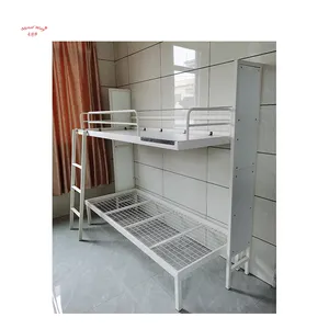 Cama de parede dobrável escondida aço dormitório espaço com escada