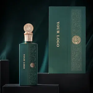 Botella de Perfume de cartón rígido con apertura de puerta doble con logotipo de lujo Caja de embalaje de vino cosmético reciclado con espuma e inserto