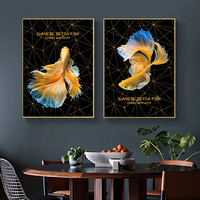 Art mural et affiches colorées de poissons combattants siamois, style nordique simple, pour la décoration intérieure, Cuadros, décoration de salon, toile