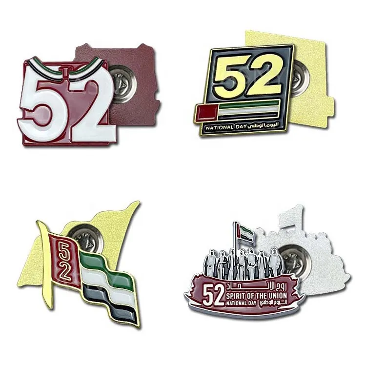 Großhandel Custom UAE 52 Magnetic 52. Metall Emaille Brosche Abzeichen UAE National Day 52 Pins