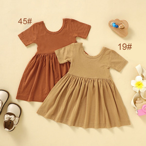 ชุดเดรสเด็กทารก ชุดเดรสแขนสั้นฤดูร้อน ชุดเดรสเด็กผู้หญิงจากใยไผ่ สำหรับเด็กอายุ 0-6 ปี - Product Image 1