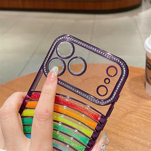 Cover per Cellulare in TPU Elettroplaccato con Effetto Sabbie Mobili Trasparente e Liquido Fluente Arcobaleno per iPhone 17 Air 16 15 14 13 12 Pro Max - Product Image 3