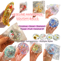 Boules Squishy Artisanales Vaseline Noël Océan Diamant Fleur Fruit Huile de Coco Transparente Anti-Stress Jouets Fidget Vente en Gros