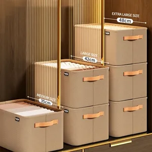Caja de Almacenamiento de Tela Plegable <span class=keywords><strong>para</strong></span> Ropa, Organizador de Armario, Apilable, Contenedor de Ropa <span class=keywords><strong>para</strong></span> Debajo de <span class=keywords><strong>la</strong></span> <span class=keywords><strong>Cama</strong></span> - Product Image 2
