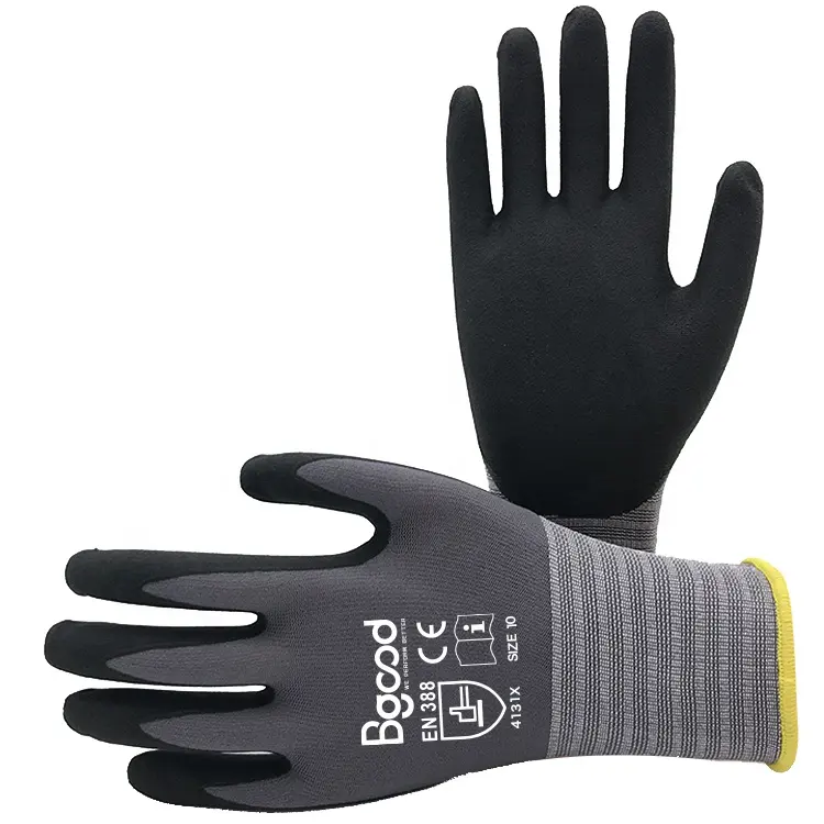 EN iyi fiyat ve düşük adedi özel eldiven ile profesyonel EN 388 CE nitril köpük eldiven
