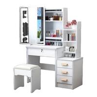 Nouvelle Table de Maquillage Moderne 2024 avec Panneau en Bois Lumineux et Rangement Intégré, Montage Facile en Une Seule Pièce, Idéale pour Appartement et Chambre à Coucher
