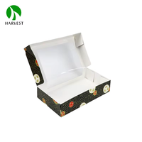 Boîtes à sushi en gros personnalisées imprimées en noir, en papier kraft biodégradable de qualité alimentaire avec fenêtre, emballages à emporter