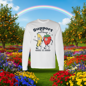 Maglietta a Maniche Lunghe 'Supporta i Tuoi Amici Fruttati' Design 'Pride Love Wins' Unisex per Adulti con Stampa Digitale Promozionale - Product Image 2