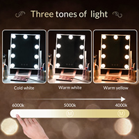 Miroir de Maquillage de Bureau Carré à Cadre Métallique Élégant, Prix Usine, Ampoules LED Simples, Interrupteur Tactile pour Réglage de la Luminosité