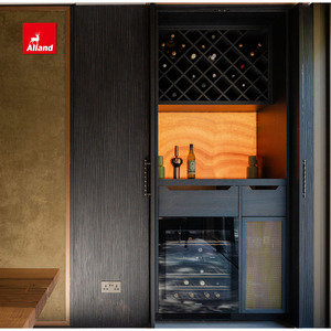 Armadio da <span class=keywords><strong>cucina</strong></span> in lacca metallizzata e opaca con cassetto a coda di rondine in noce con isola in marmo e porta tascabile - Product Image 5