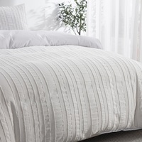 Parure de lit 3 pièces en microfibre blanche, à poils coupés, tissée unie, non jetable, personnalisable, design professionnel
