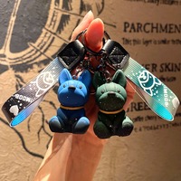 Vente en gros 3D résine colorée bouledogue français porte-clés mignon couple sac pendentif suspendu chien porte-clés