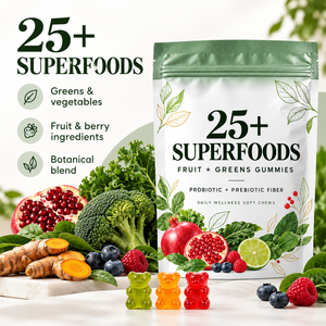 Gomitas de Superalimentos 25+ de Marca Privada con Probióticos, Fibra Prebiótica, Frutas Verdes, Antioxidantes, Masticables Blandos <span class=keywords><strong>para</strong></span> el Bienestar Diario, OEM, ODM - Product Image 3