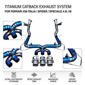 ระบบท่อไอเสียแบบวาล์ว Vortex Blue Burnt Titanium สำหรับ Ferrari 458 Italia Spider Speciale 4.5L V8 ชุดแต่งแบบติดตั้งได้โดยตรง - Product Image 1