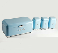 Poubelle à pain en acier durable avec 3 boîtes de rangement pour thé, café, sucre, pain et bocaux de stockage d'aliments secs