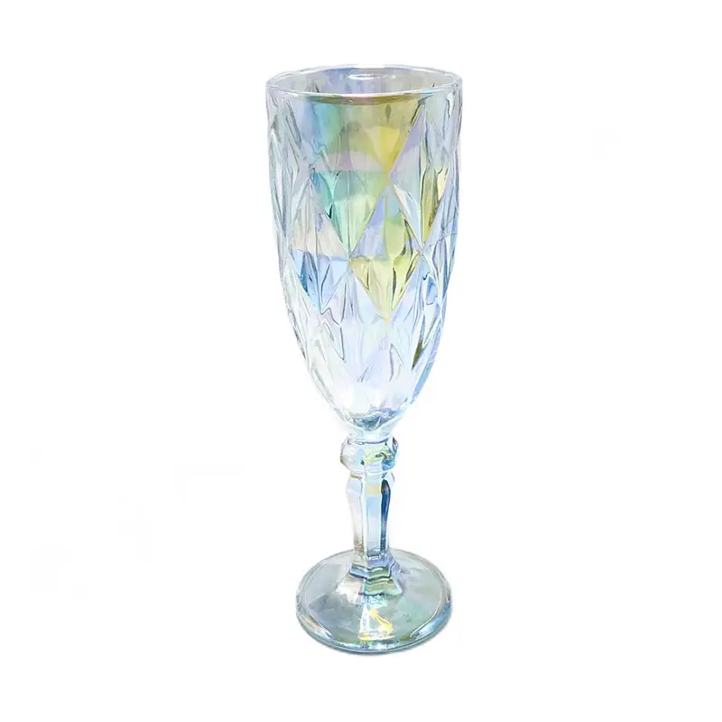 Cheap Price Modern Luxury 250Ml Clear Color Embossed Engraved Vintage Glasses Wine Colored Glass Goblets Color Glass