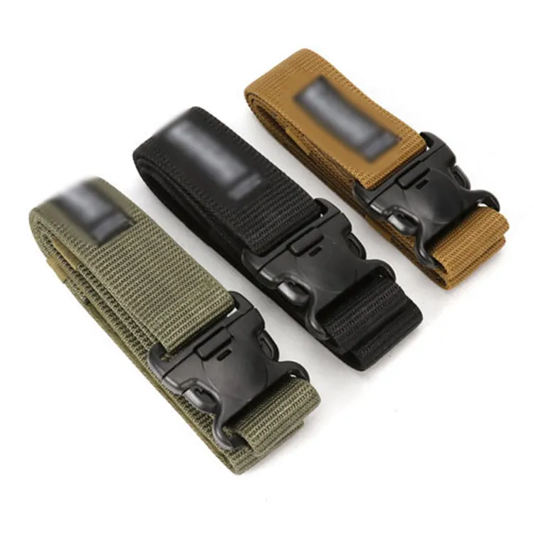 Tactical Belt Nylon Webbing Canvas Outdoor Quick-Release Web Belt with Plastic Buckle black tan camo blue grey Colors In Stock