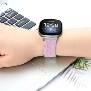 9色キャンバス織りブレスレットリストバンド交換用女性男性ベルトナイロンストラップFitbitVersa3バンド用 - Product Image 3