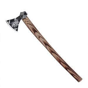 Hacha de mano para exteriores con cabeza de acero forjado y mango de madera dura natural para acampar, leña, jardín y preparación de madera. - Product Image 1