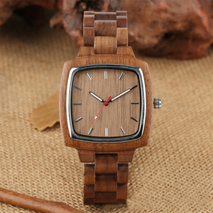 Orologio al quarzo minimalista semplice creativo orologio in noce Set regalo quadrato di lusso coppia orologi per gli amanti - Product Image 2